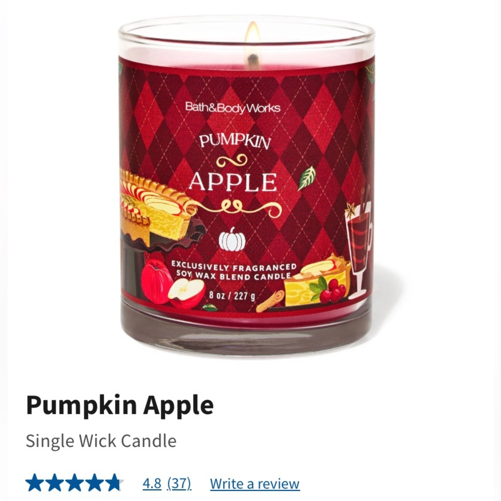 1 - “PUMPKIN APPLE” by B&BW, 8-oz / 227 g, Single Wick Candle, NWTag